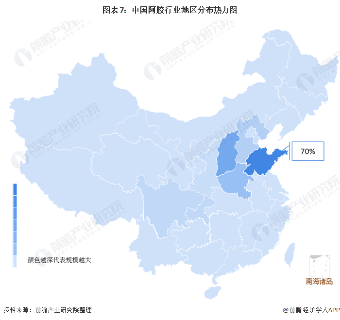 图表7：中国阿胶行业地区分布热力图